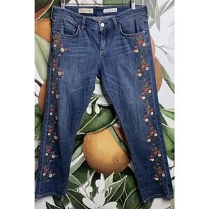 Anthropologie Pilcro Womens Jeans 29 Hyphen Stet Floral Embroidered Stretch